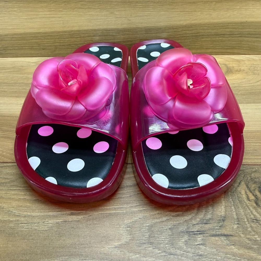Kate Spade‎ Splash Pink Slides Womens 7 Polka Dot Rubber Sandals Pool